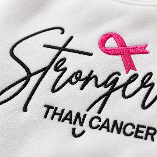 Personalized Stronger Pink Ribbon Embroidered Unisex Crewneck Sweatshirt, Awareness Gift