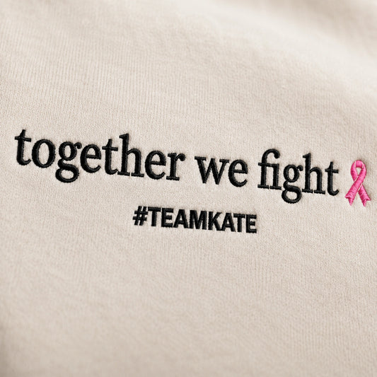 Personalized Together We Fight Embroidered Unisex Crewneck Sweatshirt, Breast Cancer Awareness Gift
