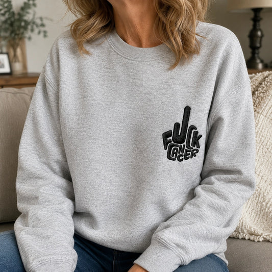 F*ck Cancer Unisex Crewneck Sweatshirt, Breast Cancer Awareness Gift