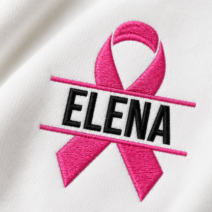 Personalized Pink Ribbon Embroidered Unisex Crewneck Sweatshirt, Breast Cancer Awareness Gift