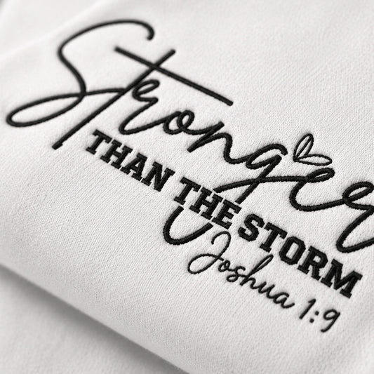 Survivor - Stronger Than The Storm Embroidered Unisex Crewneck Sweatshirt, Pink Ribbon Awareness Gift